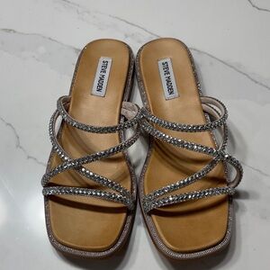 Steve Madden Glittering Silver Strappy Sandals